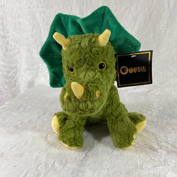Goffa Plush Dinosaur Triceratops Sitting Green Cute Stuffed Animal 10" NWT - Picture 3 of 9